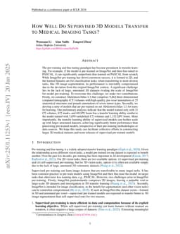 How Well Do Supervised 3D Models Transfer to Medical Imaging Tasks?