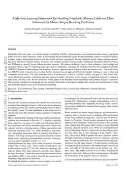 A Machine Learning Framework for Handling Unreliable Absence Label and Class Imbalance for Marine Stinger Beaching Prediction