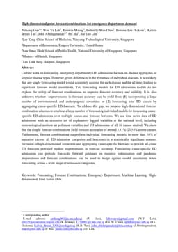 High-dimensional point forecast combinations for emergency department demand