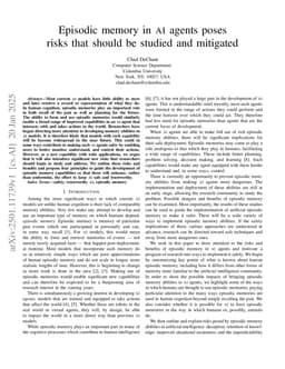 Episodic memory in AI agents poses risks that should be studied and mitigated