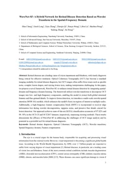 WaveNet-SF: A Hybrid Network for Retinal Disease Detection Based on Wavelet Transform in the Spatial-Frequency Domain