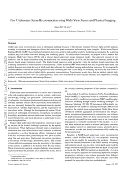 Fast Underwater Scene Reconstruction using Multi-View Stereo and Physical Imaging