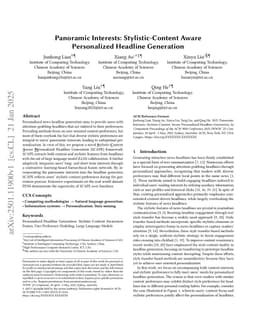Panoramic Interests: Stylistic-Content Aware Personalized Headline Generation