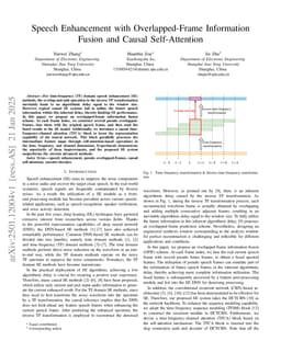Speech Enhancement with Overlapped-Frame Information Fusion and Causal Self-Attention