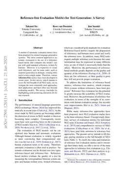 Reference-free Evaluation Metrics for Text Generation: A Survey