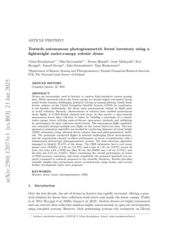 Towards autonomous photogrammetric forest inventory using a lightweight under-canopy robotic drone