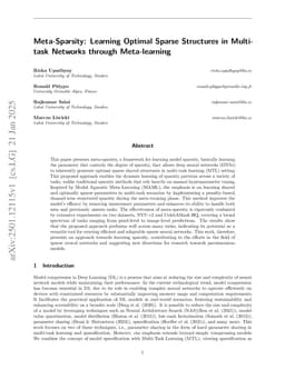 Meta-Sparsity: Learning Optimal Sparse Structures in Multi-task Networks through Meta-learning