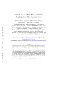 Efficient PINNs: Multi-Head Unimodular Regularization of the Solutions Space