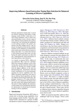 Improving Influence-based Instruction Tuning Data Selection for Balanced Learning of Diverse Capabilities