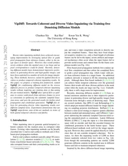 VipDiff: Towards Coherent and Diverse Video Inpainting via Training-free Denoising Diffusion Models