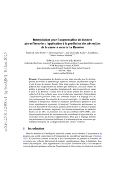Interpolation pour láugmentation de donnees : Application \`a la gestion des adventices de la canne a sucre a la Reunion