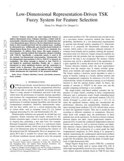 Low-Dimensional Representation-Driven TSK Fuzzy System for Feature Selection