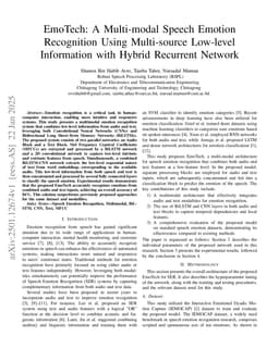 EmoTech: A Multi-modal Speech Emotion Recognition Using Multi-source Low-level Information with Hybrid Recurrent Network