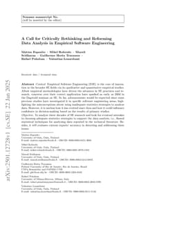 A Call for Critically Rethinking and Reforming Data Analysis in Empirical Software Engineering