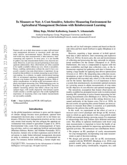 To Measure or Not: A Cost-Sensitive, Selective Measuring Environment for Agricultural Management Decisions with Reinforcement Learning