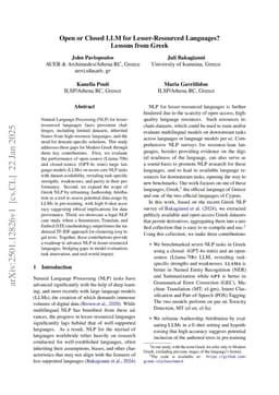 Open or Closed LLM for Lesser-Resourced Languages? Lessons from Greek