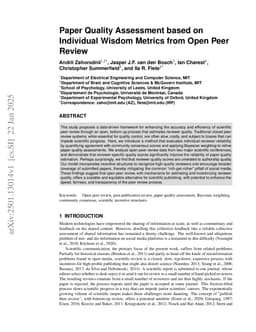 Paper Quality Assessment based on Individual Wisdom Metrics from Open Peer Review