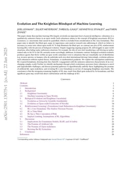 Evolution and The Knightian Blindspot of Machine Learning