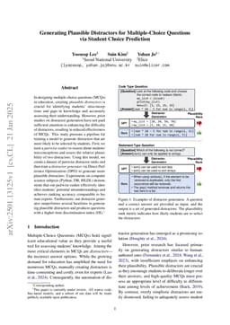 Generating Plausible Distractors for Multiple-Choice Questions via Student Choice Prediction