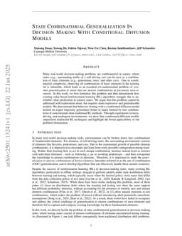 State Combinatorial Generalization In Decision Making With Conditional Diffusion Models
