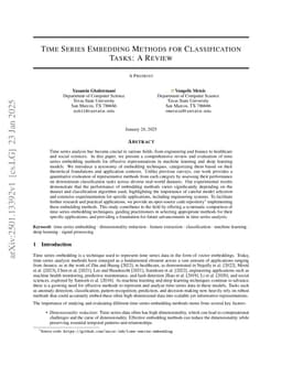 Time Series Embedding Methods for Classification Tasks: A Review