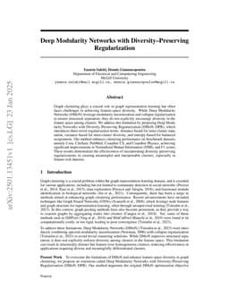 Deep Modularity Networks with Diversity--Preserving Regularization