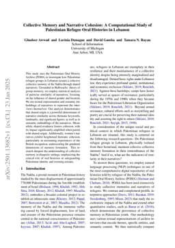 Collective Memory and Narrative Cohesion: A Computational Study of Palestinian Refugee Oral Histories in Lebanon
