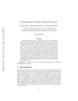 Post-Quantum Stealth Address Protocols