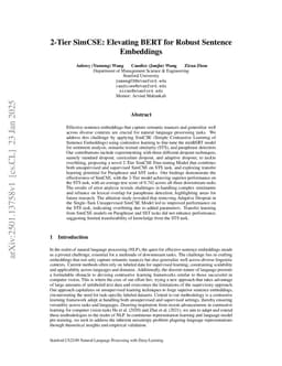 2-Tier SimCSE: Elevating BERT for Robust Sentence Embeddings