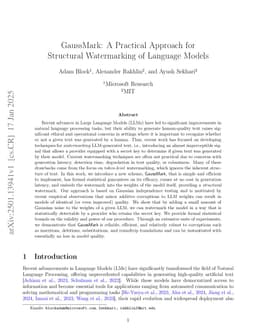 GaussMark: A Practical Approach for Structural Watermarking of Language Models