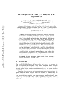 LiCAR: pseudo-RGB LiDAR image for CAR segmentation