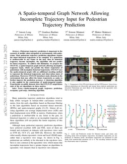A Spatio-temporal Graph Network Allowing Incomplete Trajectory Input for Pedestrian Trajectory Prediction