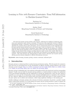 Learning to Price with Resource Constraints: From Full Information to Machine-Learned Prices