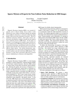 Sparse Mixture-of-Experts for Non-Uniform Noise Reduction in MRI Images