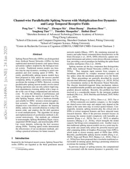 Channel-wise Parallelizable Spiking Neuron with Multiplication-free Dynamics and Large Temporal Receptive Fields