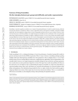 Fairness of Deep Ensembles: On the interplay between per-group task difficulty and under-representation