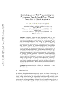 Exploring Answer Set Programming for Provenance Graph-Based Cyber Threat Detection: A Novel Approach