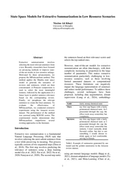 State Space Models for Extractive Summarization in Low Resource Scenarios