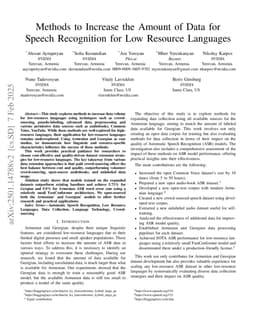Methods to Increase the Amount of Data for Speech Recognition for Low Resource Languages