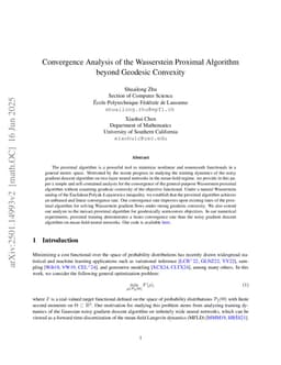 Convergence Analysis of the Wasserstein Proximal Algorithm beyond Geodesic Convexity