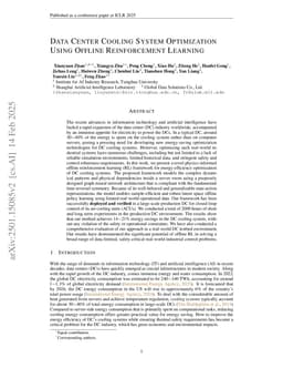 Data Center Cooling System Optimization Using Offline Reinforcement Learning