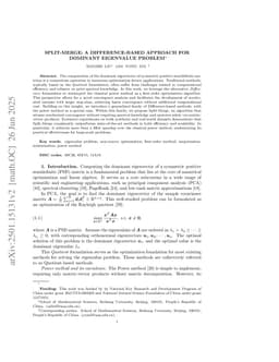 Split-Merge: A Difference-based Approach for Dominant Eigenvalue Problem