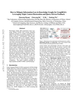 How to Mitigate Information Loss in Knowledge Graphs for GraphRAG: Leveraging Triple Context Restoration and Query-Driven Feedback