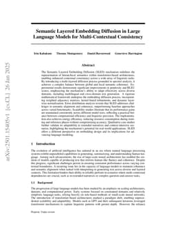 Semantic Layered Embedding Diffusion in Large Language Models for Multi-Contextual Consistency
