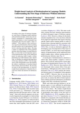 Weight-based Analysis of Detokenization in Language Models: Understanding the First Stage of Inference Without Inference