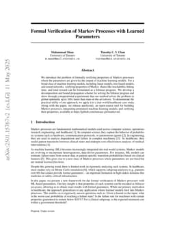 Formal Verification of Markov Processes with Learned Parameters
