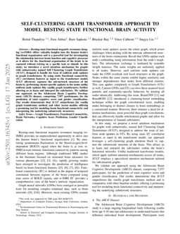 Self-Clustering Graph Transformer Approach to Model Resting-State Functional Brain Activity