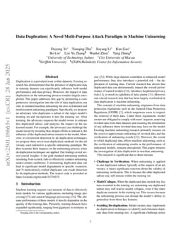 Data Duplication: A Novel Multi-Purpose Attack Paradigm in Machine Unlearning