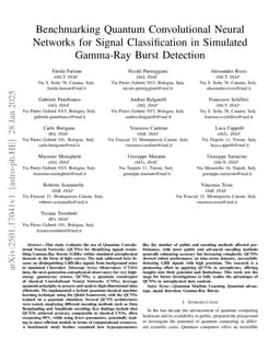 Benchmarking Quantum Convolutional Neural Networks for Signal Classification in Simulated Gamma-Ray Burst Detection