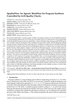 QualityFlow: An Agentic Workflow for Program Synthesis Controlled by LLM Quality Checks